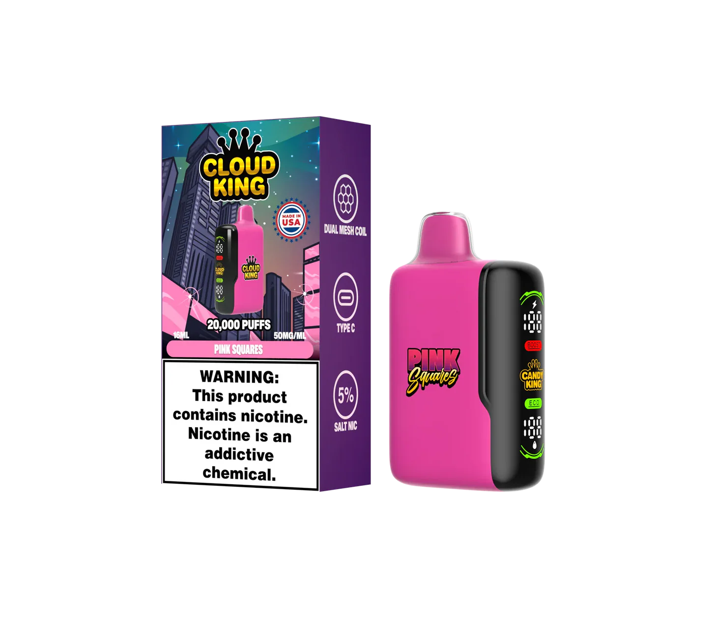 Cloud King Pink Squares 20000Puff