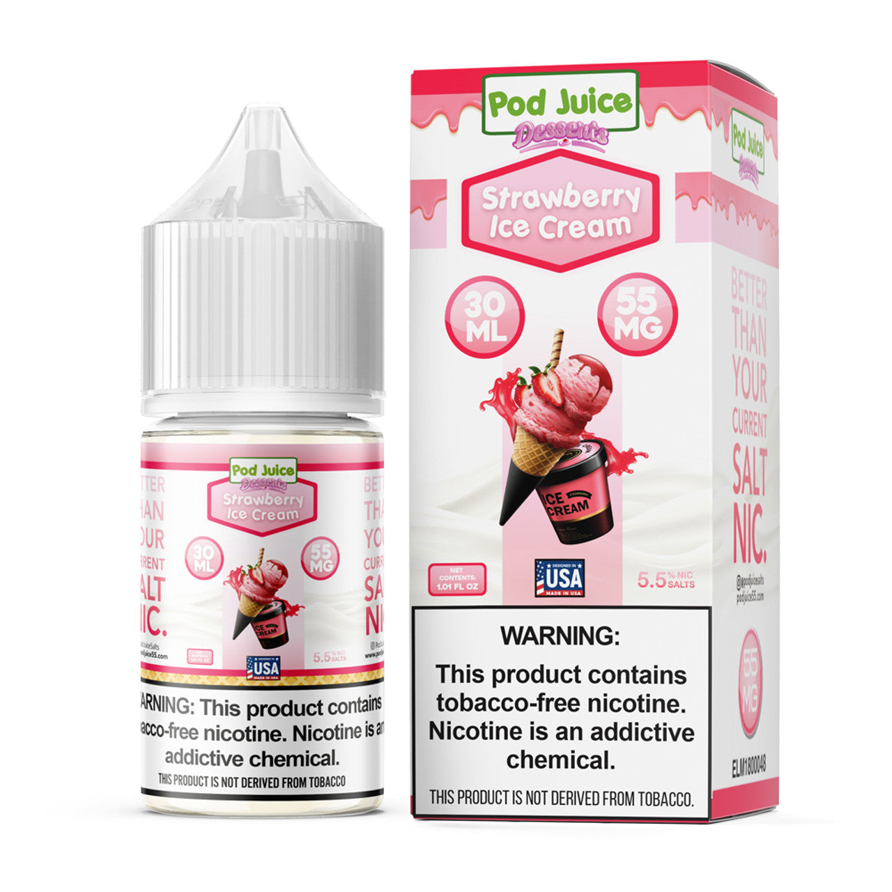 Pod Juice Salt nic Strawberry Ice Cream 30ml