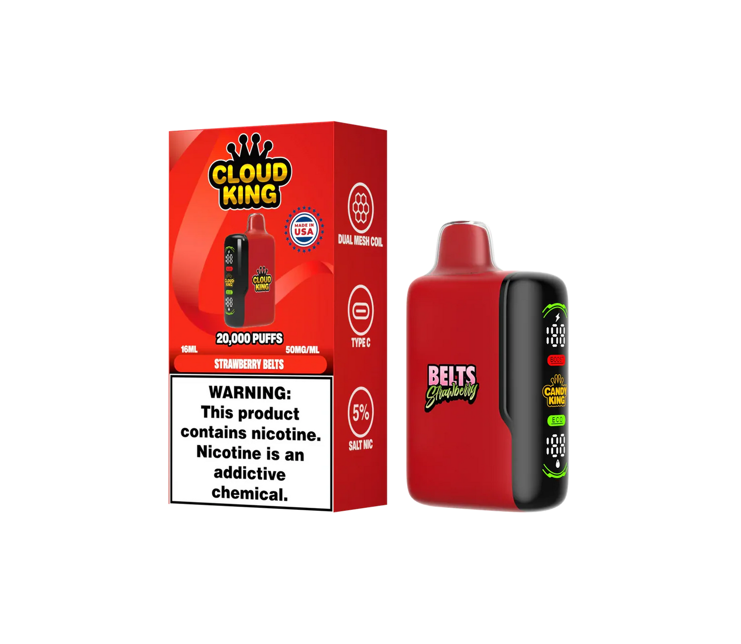 Cloud King Strawberry Belts 20000Puff